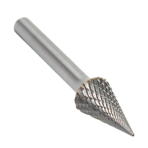SM-5 Tungsten Carbide Burr, Pointed Cone Shape Double Cut Rotary Burrs File (1/2'' Cutter Dia, 1'' Cutter Length)
