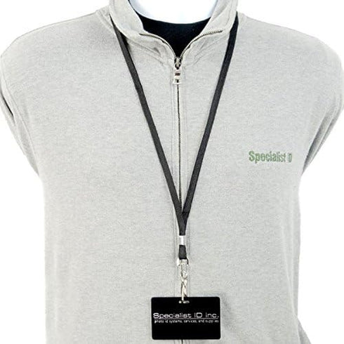 Specialist ID Black 3/8" Flat Braid Woven Lanyard with Nickel-Plated Steel Swivel Hook SPID-2201, Individually Sold