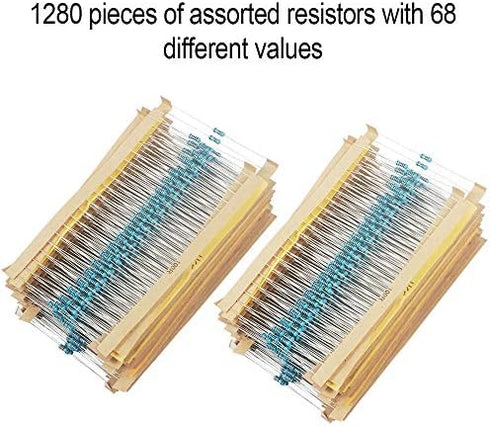 Aniann 1280 Pieces Resistor Kit - 64 Values 1% Assorted Resistors 1 Ohm-10M Ohm for DIY Projects
