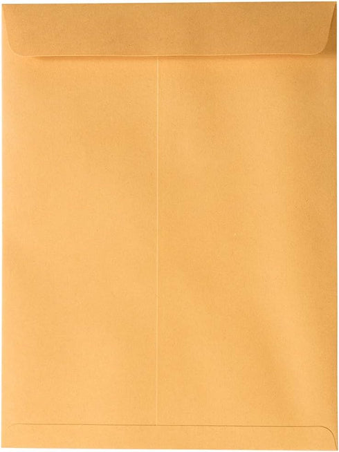 JAM PAPER 9 x 12 Open End Catalog Premium Envelopes with Peel and Seal Closure - Brown Kraft Manila - 50/Pack