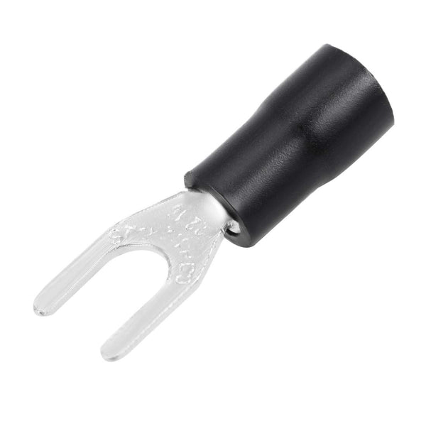 uxcell 50Pcs SV1.25-4S Insulated Fork Spade U-Type Wire Connector Electrical Crimp Terminal 22-16AWG Black