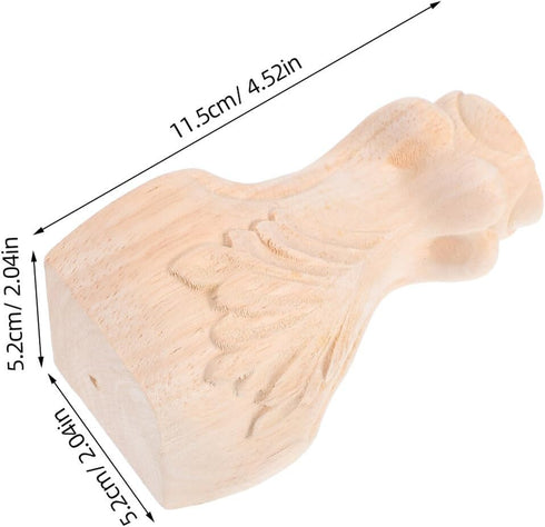 4pcs 12x6cm Kisangel Solid Wood Furniture Legs Carved Replacement Wooden Feet for Sofa Cabinet Table Desk Tv Stand DIY