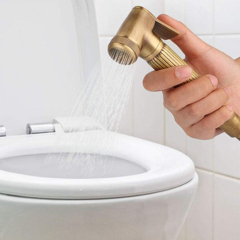 Naroote Handheld Bidet Sprayer for Toilet, Vintage Brass Handheld Bidet Sprayer Spray Bracket Hose Kit Bathroom