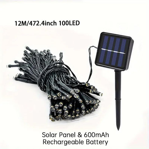 Taoushuleng 2 Pack 200 40Ft 8 Solar String Blue Lights Outdoor, Total LED Each with Lighting Modes for Yard