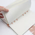 Clear A6 Binder, 6-Ring Soft PVC Cover, Rose Gold Round Ring, PU Leather Snap Button Refillable Notebook Protector with
