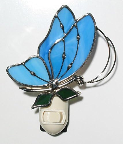 Unknown Stain Glass Baby Blue Butterfly Night Light