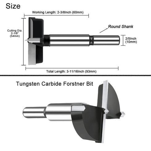 2-1/8 Inch Carbide Tipped Forstner Drill Bit for Hard Wood, Woodworking Hinge Cutter Tool Kits for Wood Plywood Plastic