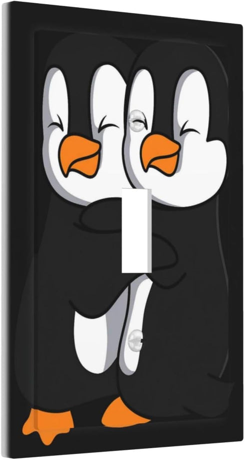 haigof 1 3 5 Inch Cute penguins Light Switch Cover Wall Plate Gang Single Plates Print Faceplate Home Decor X