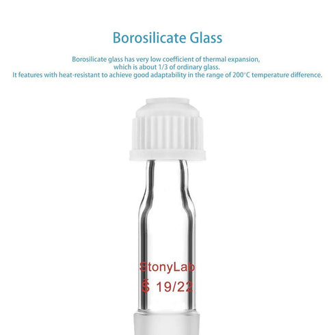 StonyLab Thermometer Inlet Adapter with 19/22 Inner Joint, 80mm Height for Distillation Apparatus