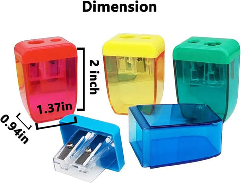 AUSTARK 4Pcs Manual Pencil Sharpeners for Kids & Adults - Dual Hole Handheld Sharpener, Back to School Supplies