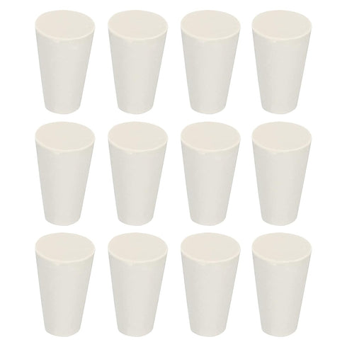MECCANIXITY Rubber Tapered Plug 8mm to 13mm Solid Test Tubes Bungs, 12 Pieces White