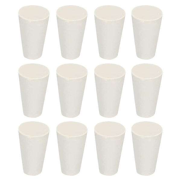 MECCANIXITY Rubber Tapered Plug 8mm to 13mm Solid Test Tubes Bungs, 12 Pieces White