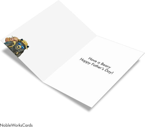 NobleWorks 1 Funny Father's Day Card for Dad, Pa, Pop, Daddy, Stepfather with Envelope - Humor - Animal's Day Off-Bear