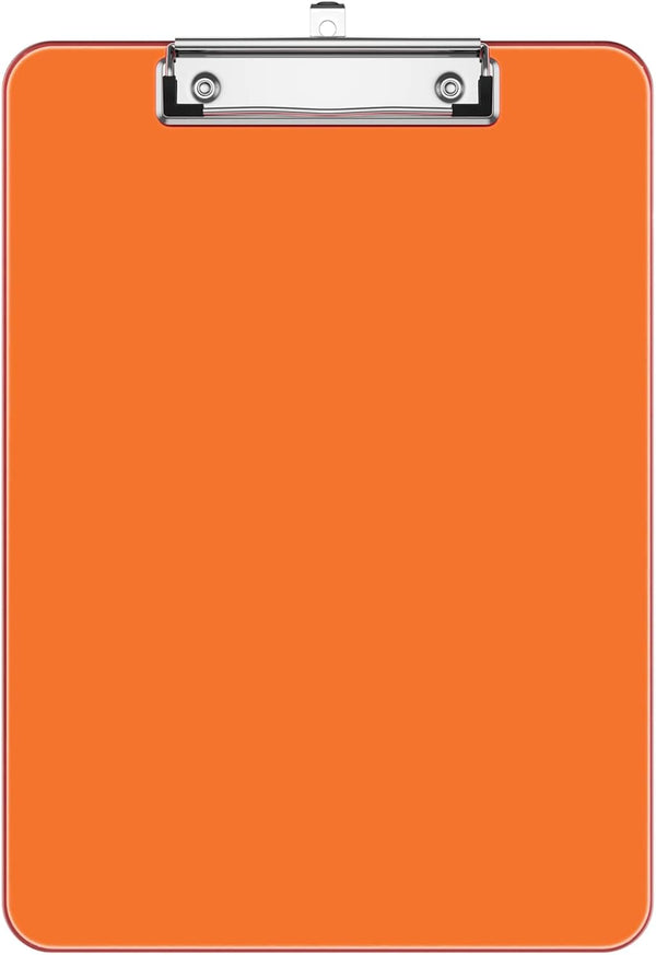 Rimilak Plastic Clipboards with Low Profile Metal Clip, Translucent Clip Board, 12.5 x 9 Inch, Orange