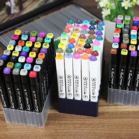 Chris.W 2 Pack 40-Slot Art Markers Pen Holder, Clear Desk Stand Organizer Storage Tray