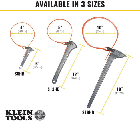Klein Tools S12HB Strap Wrench, Adjustable Grip-It, 12-Inch Handle