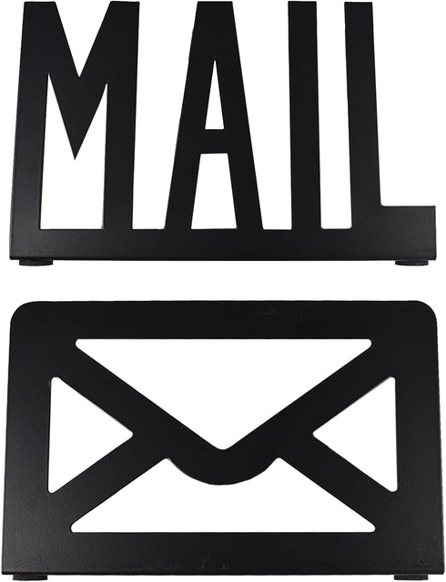 Desktop Letter Holder, Two-Sided Black Metal Cutout Mail Sorter, Envelope Holder for Home Office School