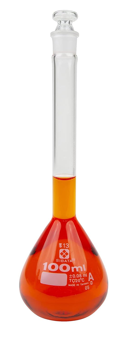 Vee Gee Scientific Sibata 2306A-100 Class A 100mL Volumetric Flasks, Pack of 4