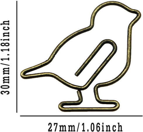 Funny Cute Paperclips Bird Paper Clip JruiZhp 50pcs Creative Decorative Bookmark Gold - Suitable for Home, School, and Office Use - Metal Stationery Paper Clip (Bird) by JruiZhp