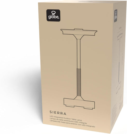 60000176 10.5" 2W 3-Level Dimmer Globe Electric Led Integrated Outdoor Table Lamp, Black, Rechargeable Battery, USB-C