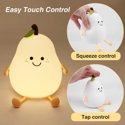 LVOERTUIG Cute Pear USB Rechargeable Nursery Lamp - Multicolor Night Light for Kids' Bedroom Gift