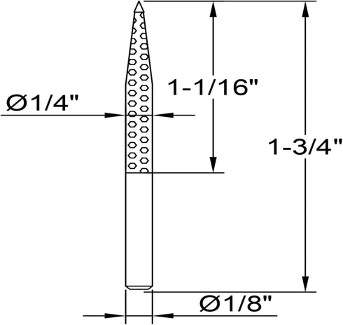Extreme Spikes Rotary Burr, 1/8" Shaft, Very Coarse - Woodworking Attachment for Dremel, Foredom, DeWalt, Milwaukee. Abrasive Tungsten Carbide (Conical Cylindrical Shape)
