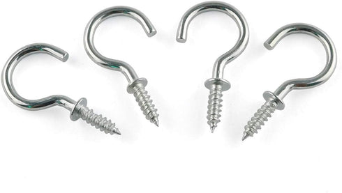 E-outstanding Cup Hook 50PCS, 1-1/4 Inch Self-Tapping Screw-in Ceiling Hanger, Round Open End Eye Bolt Hooks