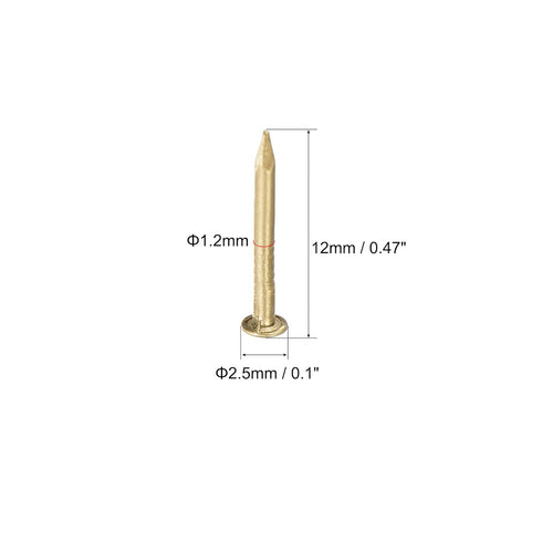 uxcell Small Tiny Brass Nails 1.2x12mm for DIY Decorative Pictures Wooden Boxes Household Accessories 50pcs