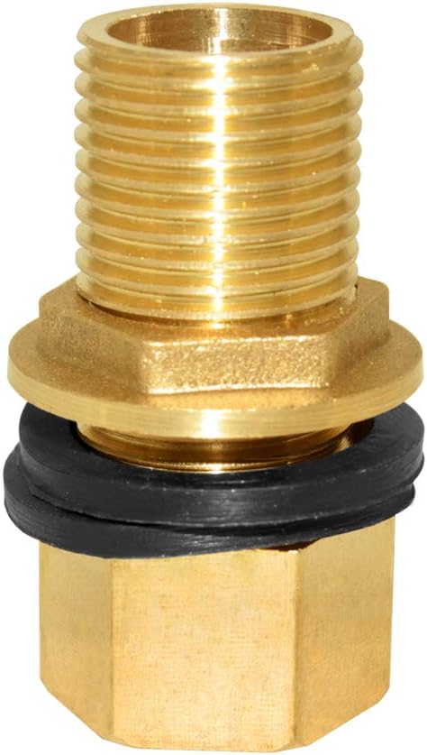 Hooshing 1/2“ Male x 1/2" Female Thread Brass Bulkhead Fitting Water Tank Connector for Pools, Tubs, Aquariums