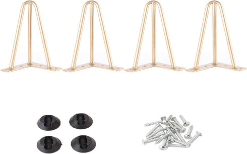 Osring Metal Hairpin Table Legs 4 Inch, Furniture Leg Gold with 3/8" Dia