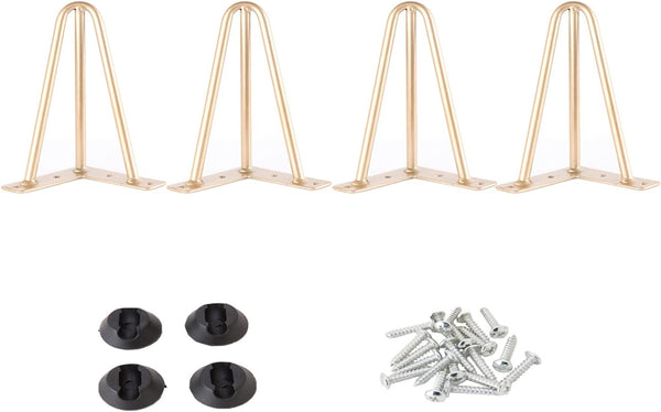 Osring Metal Hairpin Table Legs 4 Inch, Furniture Leg Gold with 3/8" Dia