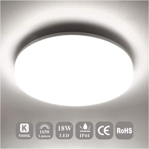 5000K 9.5 Inch 18W 1650LM Airand LED Flush Mount Ceiling Light Daylight LED Ceiling Light Fixture Bathroom Ceiling