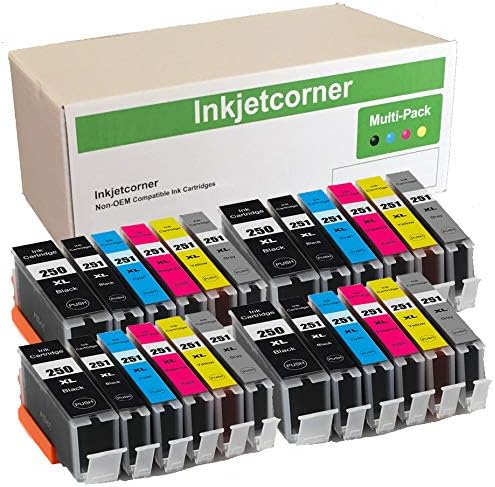 Inkjetcorner Compatible Ink Cartridges for PGI-250XL CLI-251XL, 24-Pack for iP8720 MG7520 MG7120 MG6320 with Gray