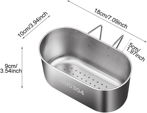 Frinovalt Stainless Steel Drain Basket, Kitchen Sink Drain Basket Storage Rack Strainer for Vegetables, Fruits, Kitchen