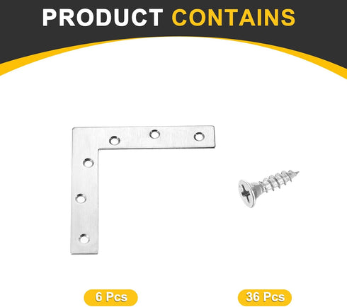 6Pcs 4.72"x4.72" (120x120mm, uxcell L-Shaped Brackets Corner Brace, Corner Bracket Shelf Bracket Right Angle Brackets