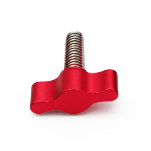 Xadnitu 1/4"-20 x 1" Thread Thumb Screw, Stainless Steel Standard/Coarse Thread with Red Aluminum Knob, 4 Packs