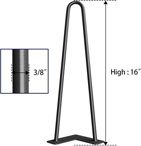 16" 4PCS SMARTSTANDARD Hairpin Furniture Legs, Metal Home DIY Projects for Nightstand, Coffee Table, Desk, etc