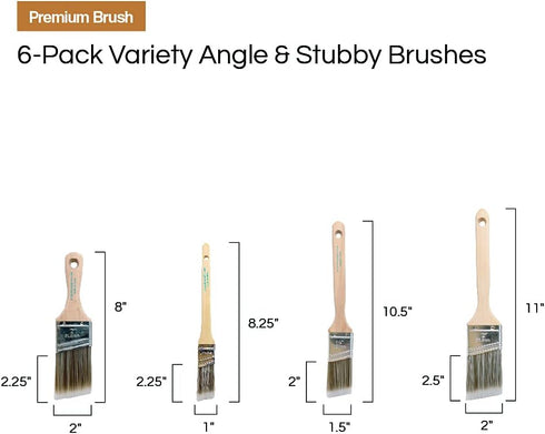 Vermeer Paint Brushes 6-Pack Angle Brushes in Assorted Sizes for All Latex and Oil Paints & Stains - Home Improvement - Interior & Exterior Use by Vermeer