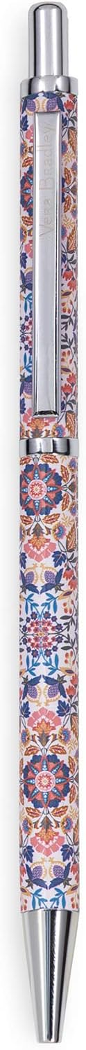 Vera Bradley Ballpoint Pen with Gift Box, Black Ink, Metal, Enchanted Mandala, Accepts Standard Refills