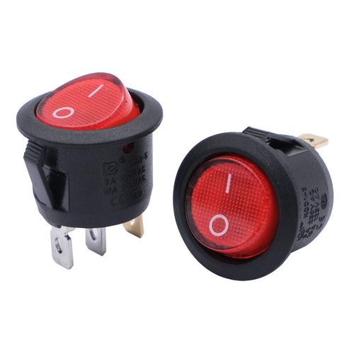 mxuteuk 5pcs Snap-in AC110/120V Lighted Round Rocker Switch, Illuminated Boat Toggle Power Switch Red Light
