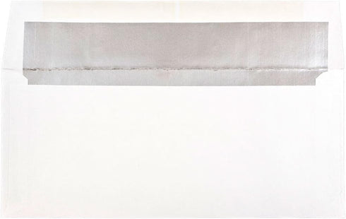 JAM PAPER 3 7/8 x 8 1/8 Foil Lined Invitation Envelopes - White with Silver Foil - 50/Pack