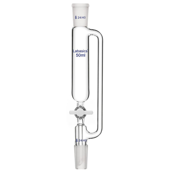50ml Pressure Equalizing Addition Funnel, Borosilicate Glass Dropping Funnel 24/40 Joint with PTFE Stopcock for Lab
