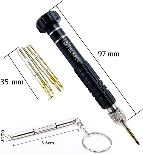 PTSLKHN 5-in-1 Multifunctional Eyeglass Screwdriver, S2 Steel Kits for Eyeglass, Sunglasses, Electronics, Jewelry