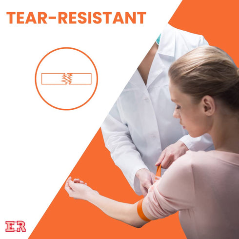 1" 18" 50 Count Disposable Tourniquets x Latex Free, Tear Resistant Elastic Bands for First Aid, Emergency Kits