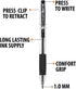 Inc. ClipClicks Retractable Ballpoint Pens, 50 Count, 1.0-mm Medium-Point Pen Set with Comfort Grip for School