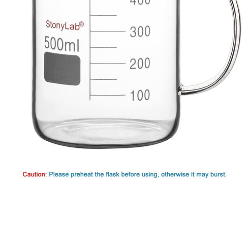 stonylab 500 ml Glass Beaker with Handle, Borosilicate Graduated Low Form Griffin Beaker