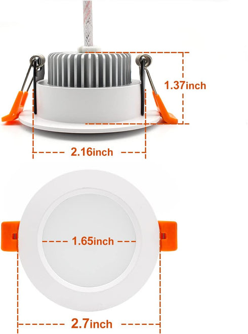 YGS-Tech 2 Inch LED Recessed Lighting, Dimmable Downlight 3W (35W Halogen Equivalent), 2700K Ultra Warm White Ceiling