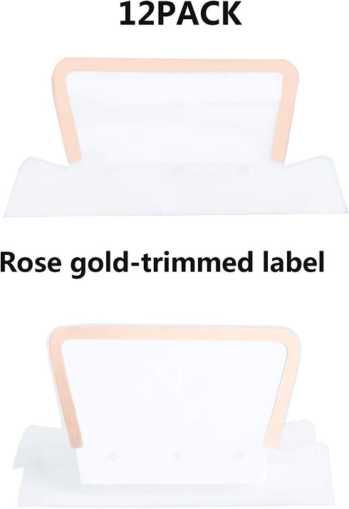 Y YOMA 12 Pack Rose Gold Hanging File Folders - Letter Size Decorative Folder Organizer with Adjustable Tabs