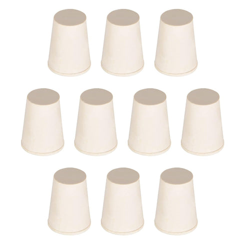 Solid Lab Rubber Stoppers Drilled Silicone Plugs, 13-17mm/White/15Pcs for Glass Ports, Pipe Mouths