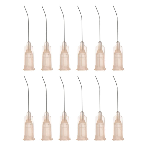 12pcs Blunt Tip Dispensing Needles, 26 Gauge 1" Angled Tips for Oil or Glue Applicator, Light Yellow